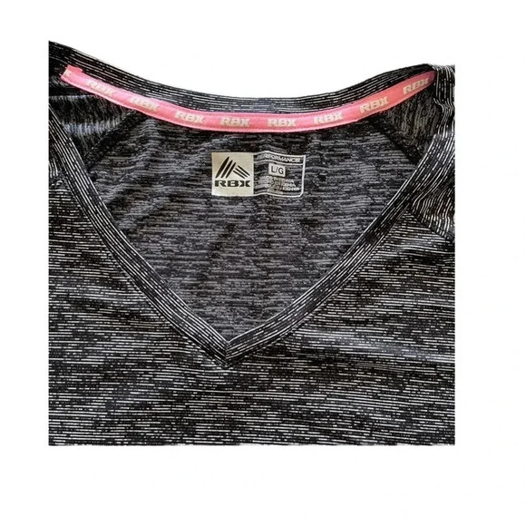 Women’s RBX Active Athletic Workout V Neck X Dri Short Sleeve Shirt Gray Large - Picture 5 of 8